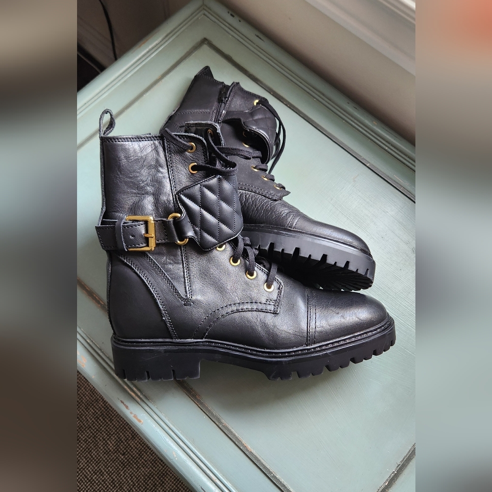 Mango genuine leather combat boot